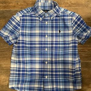 Ralph Lauren short sleeved plaid poplin shirt